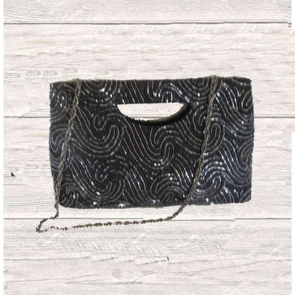 TALBOTS BLACK BEADED  EVENING BAG